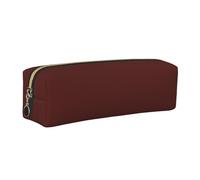 NBHDZENGW Chestnut Brown Leather Pencil Case with Smooth Zipper,Stylish Durable Zippered Pouch for School,Office,Travel-Lightweight Full Print Stationery Holder
