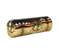 NBHDZENGW Christmas Camel in The Distance Large Capacity Cylinder Pencil Case,Printed Leather Cross-Grain PVC Pen Bag with Smooth Zipper, Round Pouch