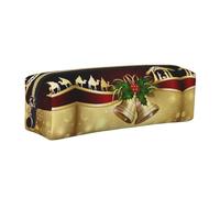 NBHDZENGW Christmas Camel in The Distance Leather Pencil Case with Smooth Zipper,Stylish Durable Zippered Pouch for School,Office,Travel-Lightweight Full Print Stationery Holder