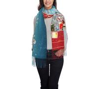 NBHDZENGW Christmas Red Camper Faux Cashmere Long Plush Fringe Scarf-Full Print Fashion For Women,Lightweight Soft Wrap Four Seasons Style