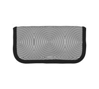NBHDZENGW Circular Stripes Large Canvas Pencil Case Makeup Bag Organizer-Premium Zippered Pouch with Mesh Pocket,Color-Block Design (Black Trim)-School Trave Cosmetic Bag