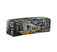 NBHDZENGW City Train All-Over Printed Pencil Case,Cross Texture PVC Leather Pen Pouch, Lightweight Zipper Stationery Bag