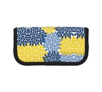 NBHDZENGW Colored Flowers Large Canvas Pencil Case Makeup Bag Organizer-Premium Zippered Pouch with Mesh Pocket,Color-Block Design (Black Trim)-School Trave Cosmetic Bag