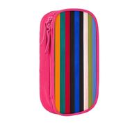 NBHDZENGW Colored Stripes Large Capacity Double Layer Pencil Case,Custom Printed Durable Polyester Organizer for School, Office, Travel, Art Supplies Makeup