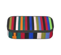 NBHDZENGW Colored Stripes Large Capacity Pencil Case,Multi-Compartment Stationery Toiletry Bag for School,Office,Travel-Durable Polyester (Stylish Printed Design)