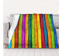 NBHDZENGW Colored Wooden Board Soft Lightweight Flannel Blanket-Single-Side Printed Anti-Pilling Flannel,Warm All-Season Throw For Bed Sofa Camping Travel
