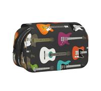 NBHDZENGW Colorful Guitars Flip Top Double Layer Pencil Case-Large Capacity Premium Polyester Fabric,Full Print Design-Ideal for School,Travel