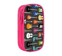 NBHDZENGW Colorful Guitars Large Capacity Double Layer Pencil Case,Custom Printed Durable Polyester Organizer for School, Office, Travel, Art Supplies Makeup