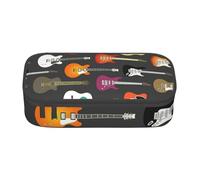 NBHDZENGW Colorful Guitars Large Capacity Pencil Case,Multi-Compartment Stationery Toiletry Bag for School,Office,Travel-Durable Polyester (Stylish Printed Design)