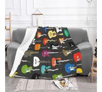 NBHDZENGW Colorful Guitars Personalised Fleece Blanket Sofa Throw Blanket, Print Fluffy Soft Warm Versatile Blanket For Sofa Couch Bed