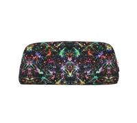 NBHDZENGW Colorful Paint Cute Leather Pencil Case with Smooth Zipper,Stylish Durable Pouch for School,Office,Travel-Lightweight Full Print Stationery Holder