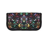 NBHDZENGW Colorful Paint Large Canvas Pencil Case Makeup Bag Organizer-Premium Zippered Pouch with Mesh Pocket,Color-Block Design (Black Trim)-School Trave Cosmetic Bag