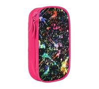 NBHDZENGW Colorful Paint Large Capacity Double Layer Pencil Case,Custom Printed Durable Polyester Organizer for School, Office, Travel, Art Supplies Makeup