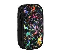 NBHDZENGW Colorful Paint Large Capacity Double Layer Pencil Case,Custom Printed Durable Polyester Organizer for School, Office, Travel, Art Supplies Makeup