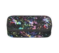NBHDZENGW Colorful Paint Large Capacity Pencil Case,Multi-Compartment Stationery Toiletry Bag for School,Office,Travel-Durable Polyester (Stylish Printed Design)