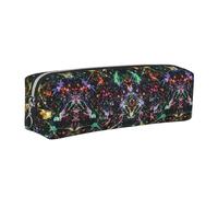 NBHDZENGW Colorful Paint Leather Pencil Case with Smooth Zipper,Stylish Durable Zippered Pouch for School,Office,Travel-Lightweight Full Print Stationery Holder