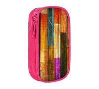 NBHDZENGW Colorful Painted Wood Large Capacity Double Layer Pencil Case,Custom Printed Durable Polyester Organizer for School, Office, Travel, Art Supplies Makeup