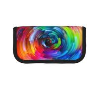 NBHDZENGW Colorful Rainbow Spiral Large Capacity Canvas Pencil Case,Print Black Border Contrasting Color Pencil Pouch with Double Zipper,Portable Multifunctional Stationery Bag