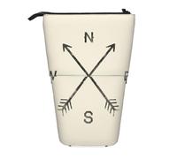 NBHDZENGW Compass Vertical Expandable Pencil Case with Print,Durable Oxford-Fabric,Adjustable Height (10.5cm to 18cm),3 Inner Slots for School Office Travel