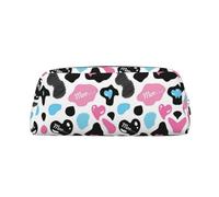 NBHDZENGW Cow Hide with Hearts Moo Love Cute Leather Pencil Case with Smooth Zipper,Stylish Durable Pouch for School,Office,Travel-Lightweight Full Print Stationery Holder