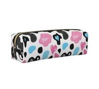 NBHDZENGW Cow Hide with Hearts Moo Love Leather Pencil Case with Smooth Zipper,Stylish Durable Zippered Pouch for School,Office,Travel-Lightweight Full Print Stationery Holder