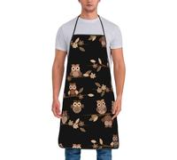 NBHDZENGW Cute Brown Cartoon Owls Apron For Women Men,Personalised Print Polyester Chef Aprons Kitchen Apron For Cooking
