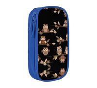 NBHDZENGW Cute Brown Cartoon Owls Large Capacity Double Layer Pencil Case,Custom Printed Durable Polyester Organizer for School, Office, Travel, Art Supplies Makeup