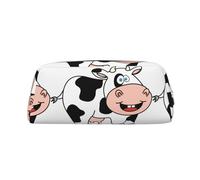 NBHDZENGW Cute Cow Cute Leather Pencil Case with Smooth Zipper,Stylish Durable Pouch for School,Office,Travel-Lightweight Full Print Stationery Holder