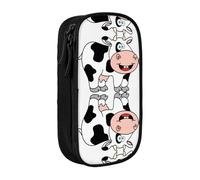 NBHDZENGW Cute Cow Large Capacity Double Layer Pencil Case,Custom Printed Durable Polyester Organizer for School, Office, Travel, Art Supplies Makeup