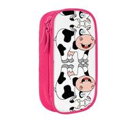NBHDZENGW Cute Cow Large Capacity Double Layer Pencil Case,Custom Printed Durable Polyester Organizer for School, Office, Travel, Art Supplies Makeup