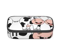 NBHDZENGW Cute Cow Large Capacity Pencil Case,Multi-Compartment Stationery Toiletry Bag for School,Office,Travel-Durable Polyester (Stylish Printed Design)