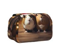 NBHDZENGW Cute Guinea Pigs Wearing Christmas Hat Flip Top Double Layer Pencil Case-Large Capacity Premium Polyester Fabric,Full Print Design-Ideal for School,Travel