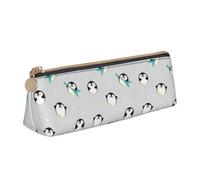 NBHDZENGW Cute Penguin Cute Triangle Leather Pencil Case with Smooth Zipper,Stylish Durable Pouch for School,Office,Travel-Lightweight Full Print Stationery Holder