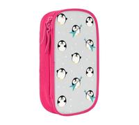 NBHDZENGW Cute Penguin Large Capacity Double Layer Pencil Case,Custom Printed Durable Polyester Organizer for School, Office, Travel, Art Supplies Makeup