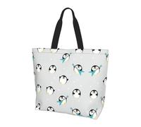 NBHDZENGW Cute Penguin Large Tote Bag For Women, Print Water-Resistant Polyester Shopper Bag With Single Shoulder Strap,Spacious Lightweight Everyday Tote