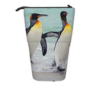 NBHDZENGW Cute Penguin Vertical Expandable Pencil Case with Print,Durable Oxford-Fabric,Adjustable Height (10.5cm to 18cm),3 Inner Slots for School Office Travel