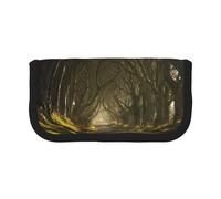 NBHDZENGW Dark Path Large Capacity Canvas Pencil Case,Print Black Border Contrasting Color Pencil Pouch with Double Zipper,Portable Multifunctional Stationery Bag