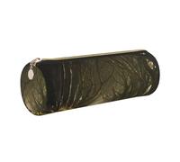 NBHDZENGW Dark Path Large Capacity Cylinder Pencil Case,Printed Leather Cross-Grain PVC Pen Bag with Smooth Zipper, Round Pouch