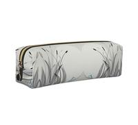 NBHDZENGW Dragonflies On Flowers and Branches Leather Pencil Case with Smooth Zipper,Stylish Durable Zippered Pouch for School,Office,Travel-Lightweight Full Print Stationery Holder