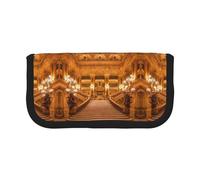 NBHDZENGW European Golden Gothic Large Canvas Pencil Case Makeup Bag Organizer-Premium Zippered Pouch with Mesh Pocket,Color-Block Design (Black Trim)-School Trave Cosmetic Bag