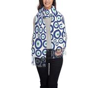 NBHDZENGW Evil Eyes Faux Cashmere Long Plush Fringe Scarf-Full Print Fashion For Women,Lightweight Soft Wrap Four Seasons Style