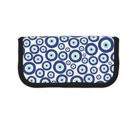 NBHDZENGW Evil Eyes Large Capacity Canvas Pencil Case,Print Black Border Contrasting Color Pencil Pouch with Double Zipper,Portable Multifunctional Stationery Bag