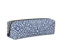NBHDZENGW Evil Eyes Leather Pencil Case with Smooth Zipper,Stylish Durable Zippered Pouch for School,Office,Travel-Lightweight Full Print Stationery Holder