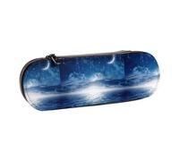 NBHDZENGW Falling Star Moon Hard Shell Pencil Case,Premium Pu Leather Eco-Friendly Plastic Box with Velvet Interior Multi-Purpose Pencil Bag