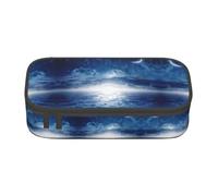 NBHDZENGW Falling Star Moon Large Capacity Oxford-Cloth Pencil Case, Full Print Stationery Pouch with Mesh Pocket Removable Divider,Multi-Compartment Zipper