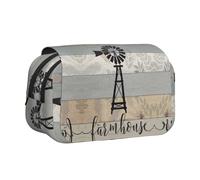 NBHDZENGW Farm House Weather Vane Flip Top Double Layer Pencil Case-Large Capacity Premium Polyester Fabric,Full Print Design-Ideal for School,Travel