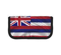 NBHDZENGW Flag of Hawaii American Large Capacity Canvas Pencil Case,Print Black Border Contrasting Color Pencil Pouch with Double Zipper,Portable Multifunctional Stationery Bag