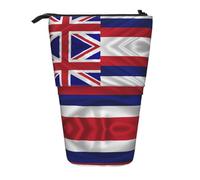 NBHDZENGW Flag of Hawaii American Vertical Expandable Pencil Case with Print,Durable Oxford-Fabric,Adjustable Height (10.5cm to 18cm),3 Inner Slots for School Office Travel