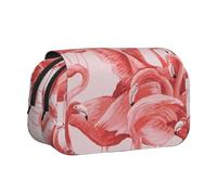 NBHDZENGW Flamingo Flip Top Double Layer Pencil Case-Large Capacity Premium Polyester Fabric,Full Print Design-Ideal for School,Travel