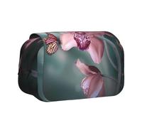 NBHDZENGW Flower Butterfly Soft Fresh Spring Flip Top Double Layer Pencil Case-Large Capacity Premium Polyester Fabric,Full Print Design-Ideal for School,Travel